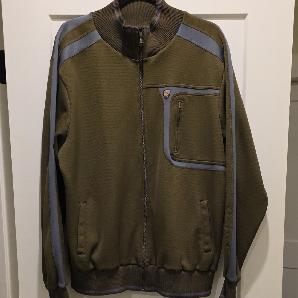 Kuhl Men's Olive and Gray Zip-Up Sweater